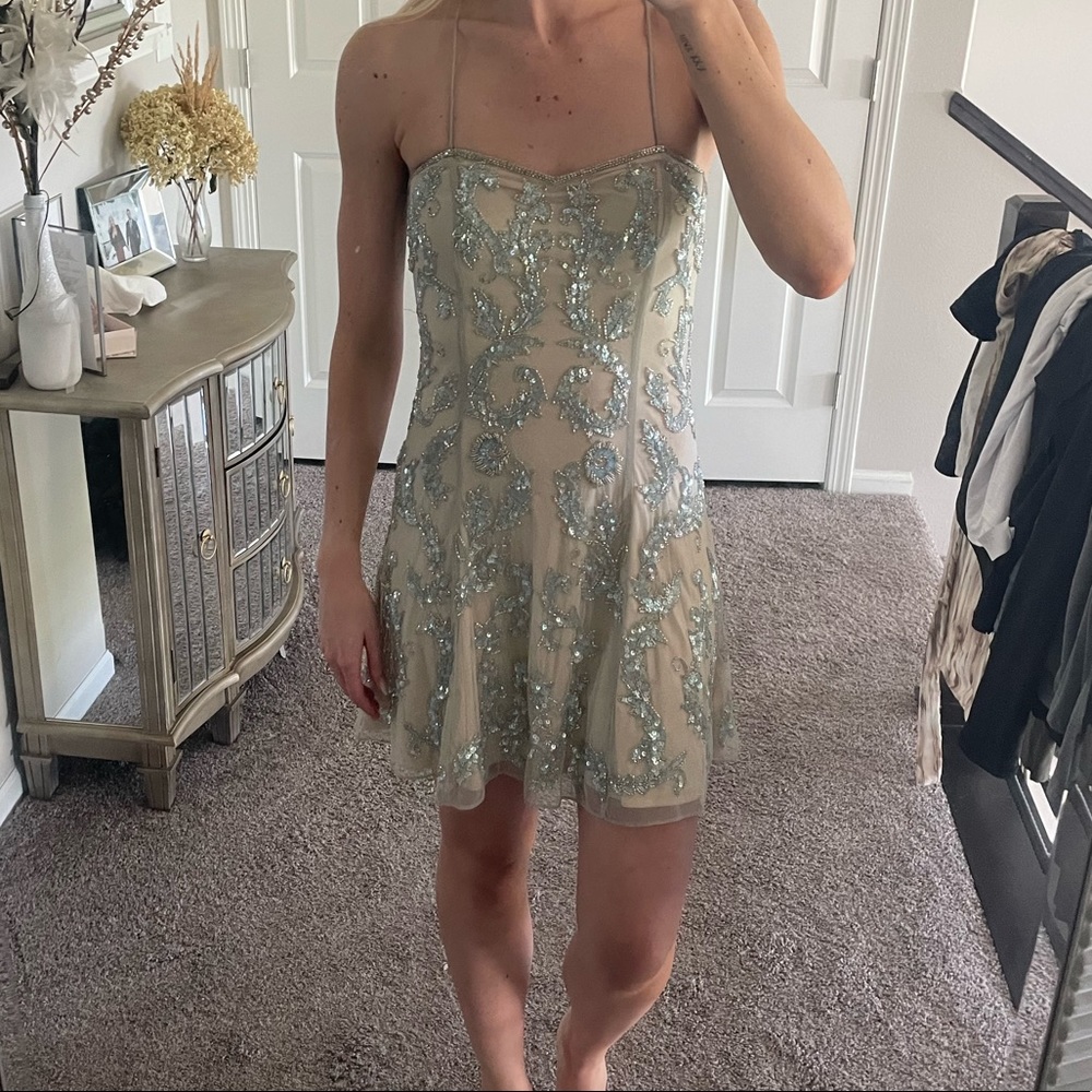 Beaded and sequin mini dress